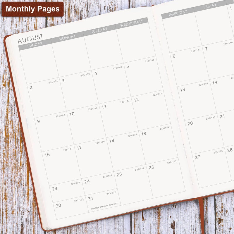 Artfan 2026 Planner - JAN 2026 - DEC 2026, Planner 2026, Weekly and Monthly Planner, Leather Cover Calendar Planner with Thick Paper, Back Pocket with Notes Pages, Brown (8.5" x 11") - Image 4